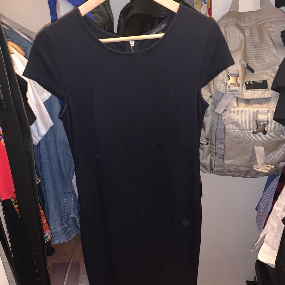 Form fitting midi dress with zippered back